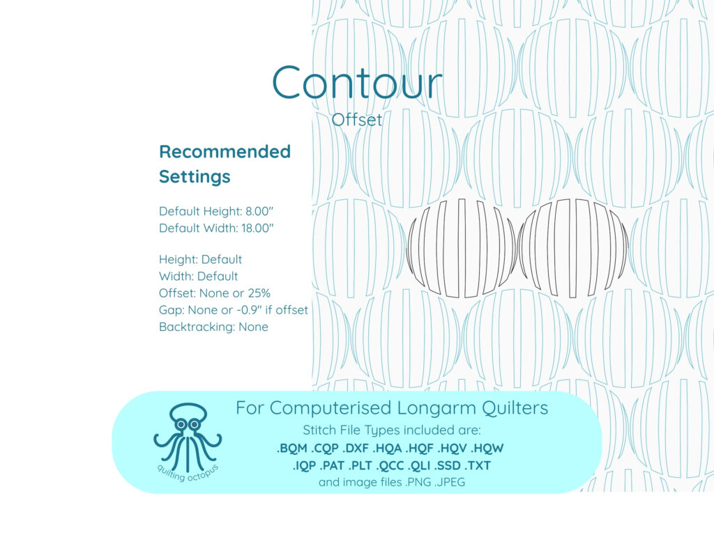 Information sheet about how to set up Contour retro quilting pantograph in offset layout