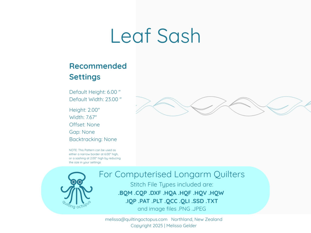 sheet showing set up for leafy border quilting design