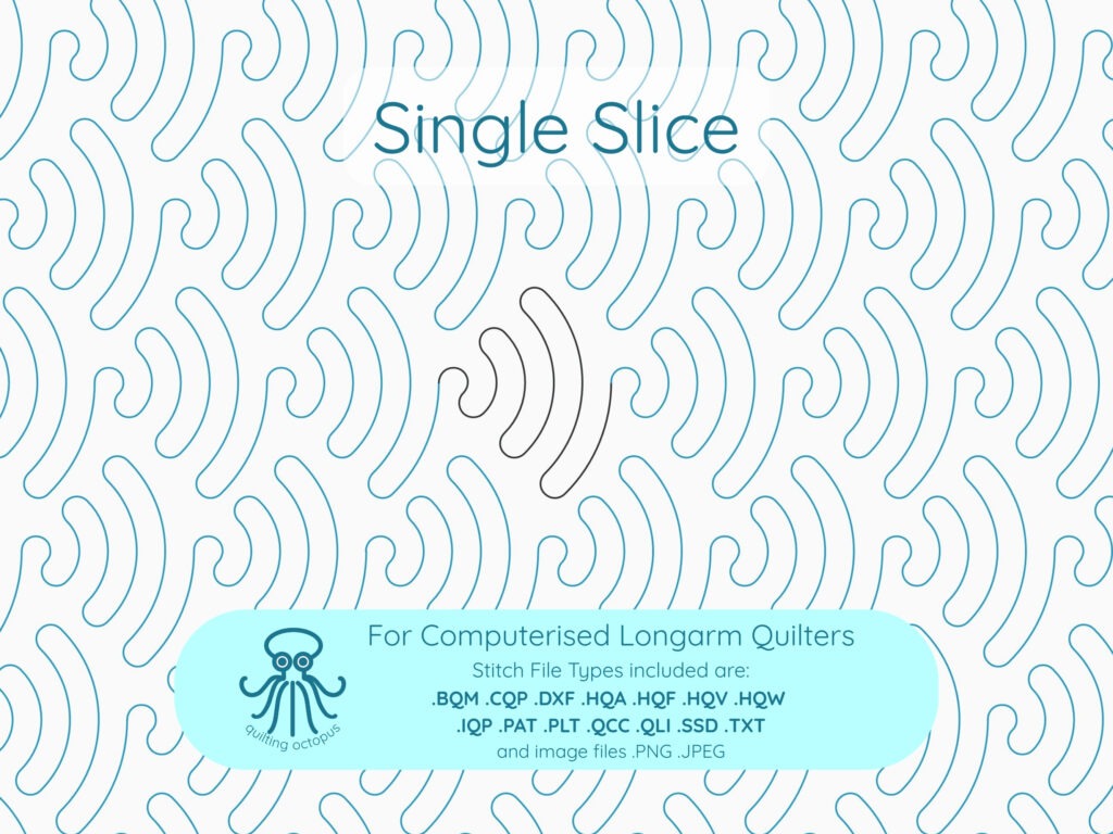 Single Slice modern pantograph quilting pattern for longarm quilters looks like this when repeated
