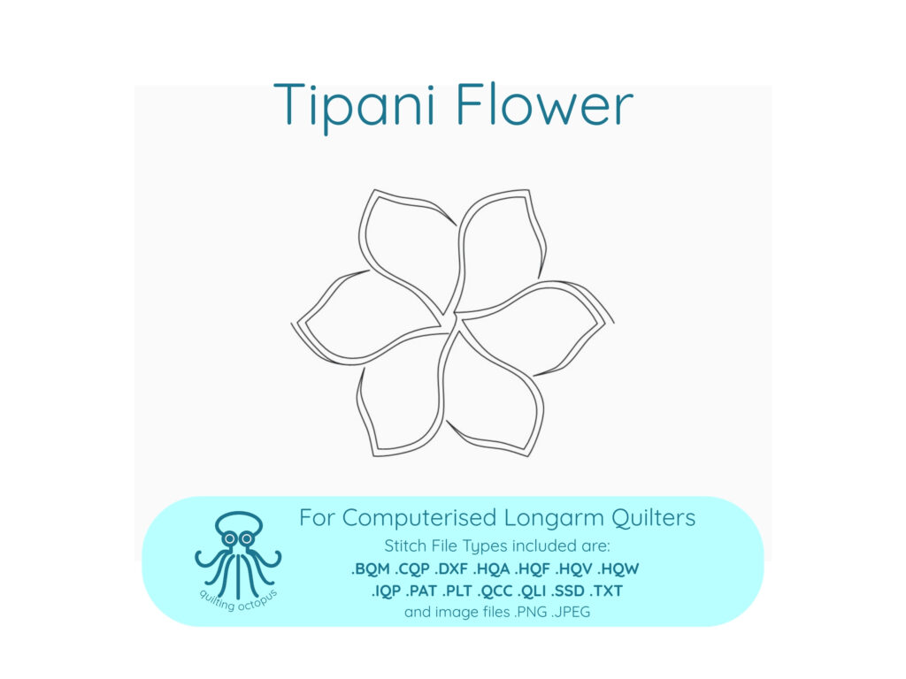 Tipani Flower quilting design - line drawing of single image