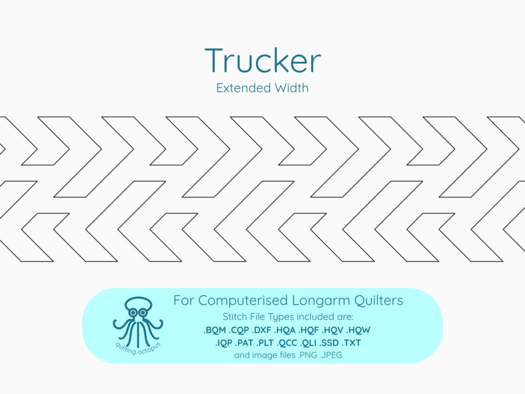 Single repeat of Trucker digital pantograph design with bold chevron lines for computerized longarm quilting, modern edge-to-edge quilting pattern