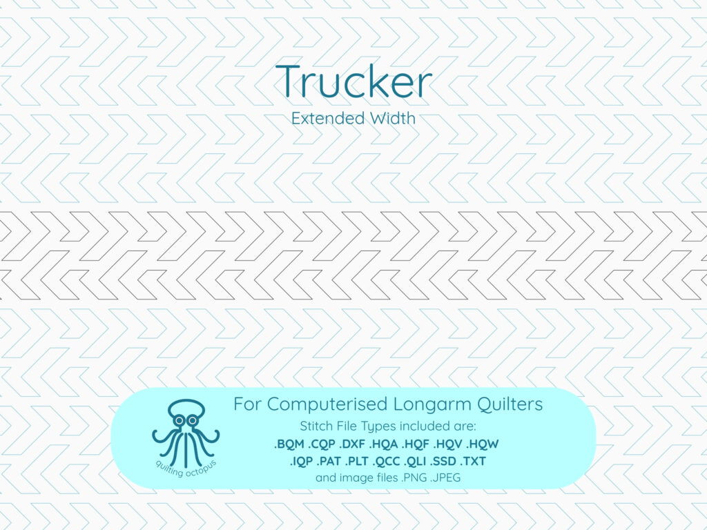 Trucker digital pantograph design with bold chevron lines for computerized longarm quilting, modern edge-to-edge quilting pattern