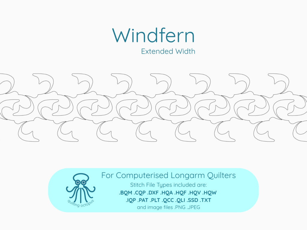 Single Image for Information sheet with set up details for Windfern pantograph digital quilting design