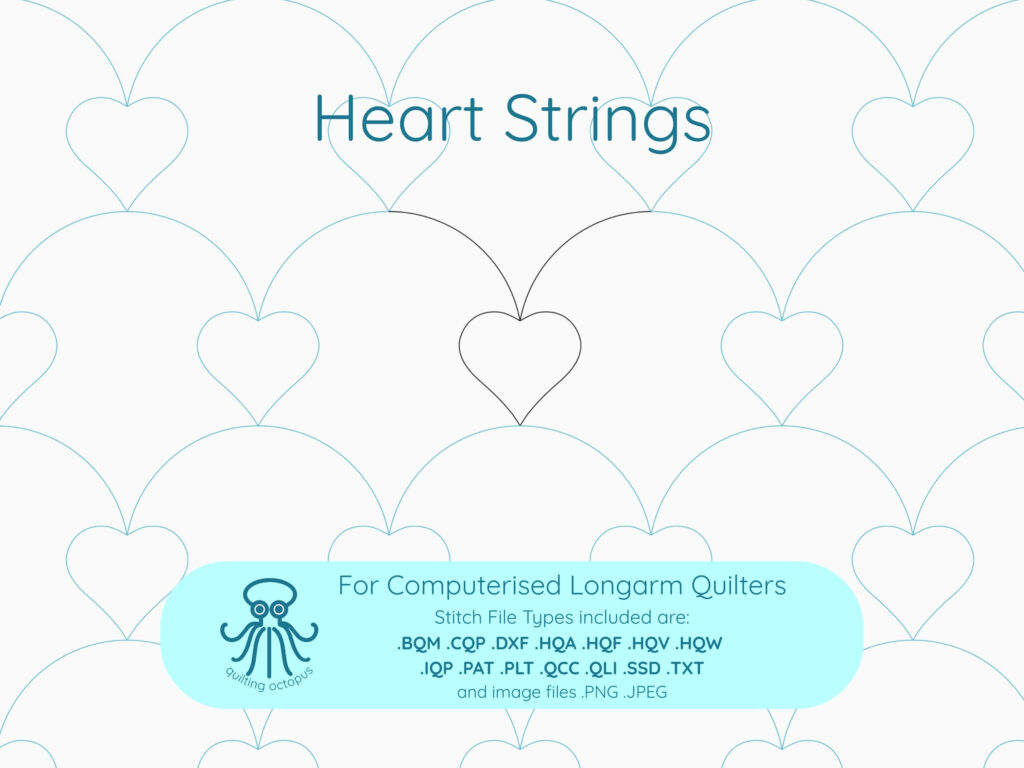 Heart Strings heart pantograph longarm quilting design