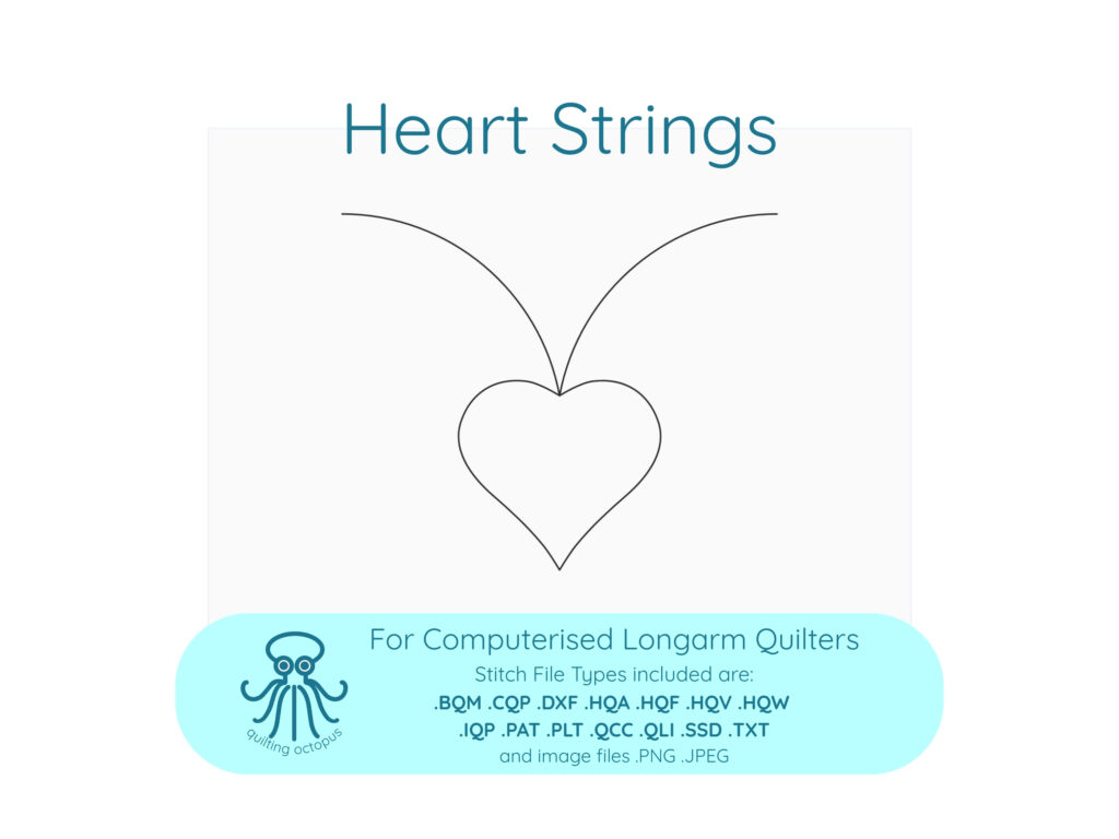 Single image of Heart Strings heart pantograph longarm quilting design