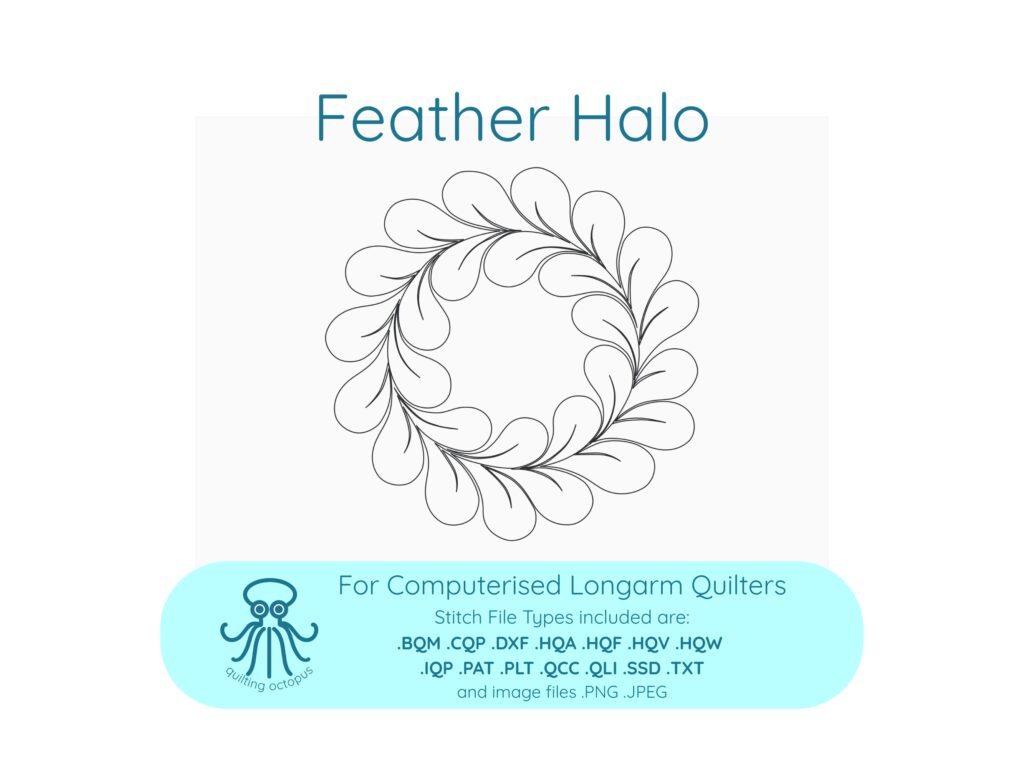 Feather Wreath quilting pattern for digital longarm quilters